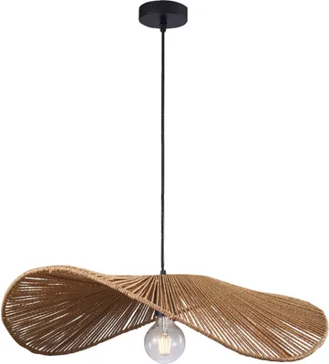 Image de Suspension CAPRI beige et noir, 1xE27x20W, bambou, dimensions : 120x60x60 cm, IP20, Polux