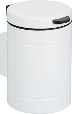Produktbild von Relaxdays Kosmetikeimer Wandmontage, 3 Liter, Absenkautomatik, Inneneimer, Metall, runder Badezimmer Mülleimer, weiß