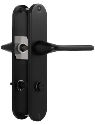 Imagen del producto de Juego de manijas de puerta de acero inoxidable negro para puerta de entrada e interior