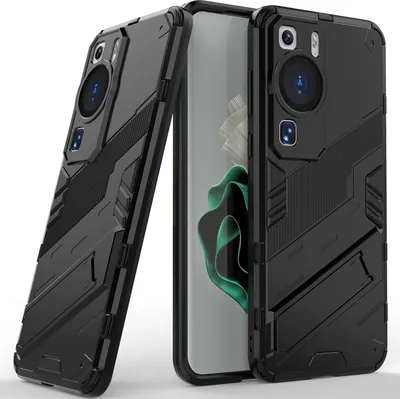 Produktbild von Armor Hülle für Huawei P60 / P60 Pro, Hybrid PC TPU Bumper Stoßfestes Schutzhülle mit Standfunktion Schwarz