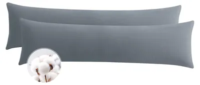 Produktbild von Kissenbezug für Seitenschläfer, 40 x 145 cm, Baumwolle, 2er-Set, grau – weicher Kissenbezug 40 x 145 cm mit Reißverschluss
