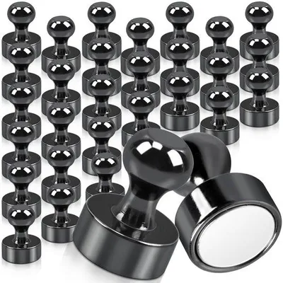 Image de Lot de 30 aimants en néodyme, 12 x 16 mm, mini-aimants noirs pour tableaux magnétiques, réfrigérateurs, tableaux d'affichage, aimants coniques, tableaux blancs, bureau