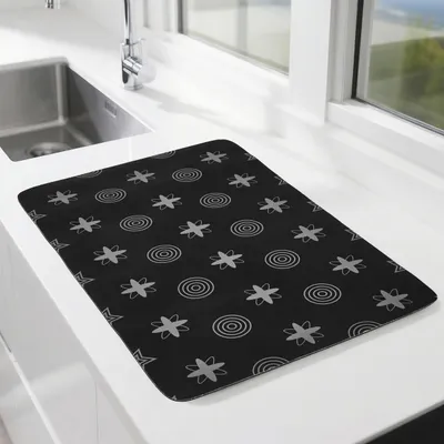 Produktbild von Spülmatte 40 x 60 cm – Große, saugfähige Küchenmatte, rutschfeste Abtropfmatte für Spüle und Arbeitsplatte, schnelltrocknend und waschbar, schwarz/grau, 2er-Set