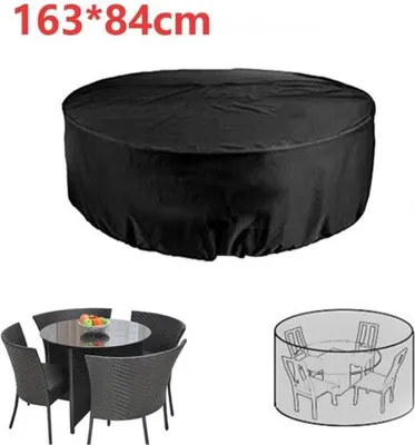Obrázek produktu pro Ochranná plachta - Kulatý zahradní stůl - Voděodolný - Odolný proti UV záření - Ø 163 x 84 cm