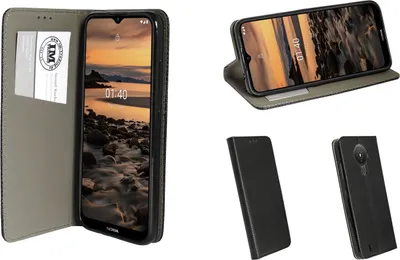 Produktbild von cofi1453® Buch Tasche "Smart" kompatibel mit NOKIA 1.4 Handy Hülle Etui Brieftasche Schutzhülle mit Standfunktion, Kartenfach Schwarz