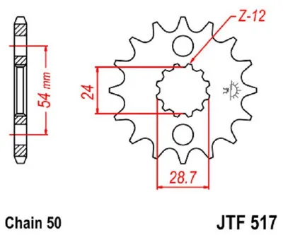 Produktbild von JTSPROCKETS Kettenritzel JTF517.15 Vorne Chromstahl
