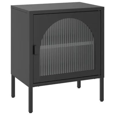 Zdjęcie produktu dla Szafka nocna, czarna 50x35x60 cm, szkło i stal
