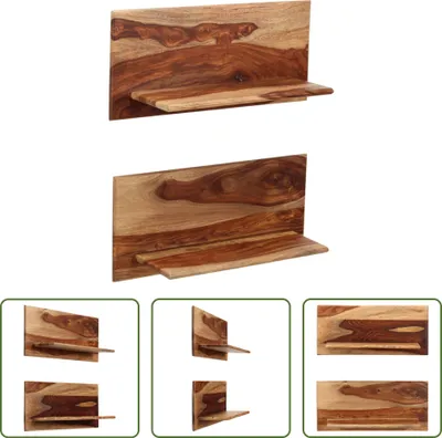 Produktbild von The Living Store Wandregale 2 Stk. 58 x 26 x 20 cm Massivholz