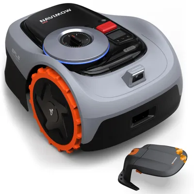 Produktbild von Navimow i105E+Garage S, Mähroboter ohne Begrenzungskabel, Empf. 500 m², Max. 600 m², RTK+Vision Rasenmäher Roboter , Igelschutz Rasenroboter