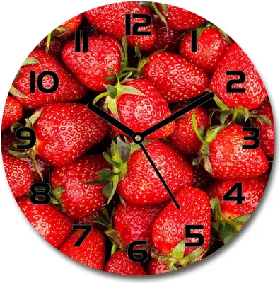 Produktbild von Wanduhr aus Glas 30fi Glasbild Glasuhr Gehärtetes Glas - schwarze-zeiger - strawberries