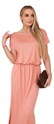 Produktbild von Dunkelapricotfarbenes Viskosekleid mit Taschen