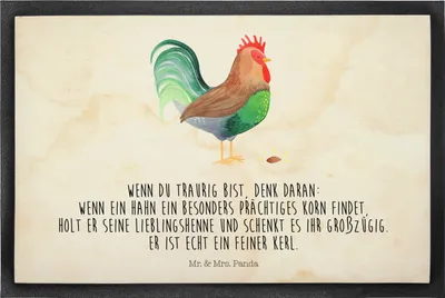 Produktbild von Mr. & Mrs. Panda Fußabstreifer Hahn Korn 40 x 60 cm - Vintage - Geschenk, Fussmatte, fußmatte, Henne, bodenmatte, Bauernhof, Schmutzmatte, Schmutzfangmatte, Eier, Natur