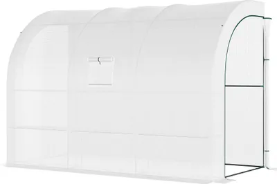 Produktbild von Gewächshaus, Gartengewächshaus mit Kunststoff-Abdeckung, UV-beständig, 3 Etagen, Reißverschlusstüren, Weiß