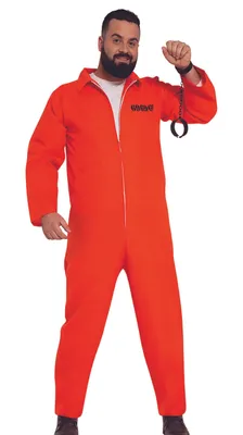 Produktbild von Dieb Halloween Kostüm Gefängnis Outfit Sträfling Orange Anzug Ganove Party Fest Spaß Auftritt Räuber Bandit Thema, Größe: 56 - 58 (XXL) Farbe: Orange
