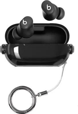 Obrázok produktu pre INF Priehľadné ochranné puzdro pre Beats Solo Buds s karabínkou Priehľadná + čierna