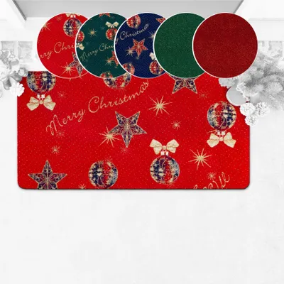 Produktbild von Fußmatte Türteppich Teppichvorleger Textil Merry Christmas Weihnachtsdeko Rot Robust Wasserabweisend Breite 50 cm Länge 100 cm