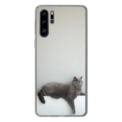 Produktbild von MuchoWow® Handyhülle Schutzhülle Hülle für Huawei P30 Pro Katze - Britisch Kurzhaar - Grau - Mädchen - Kinder - Jungen - Kinder Silikon Softcase Handy Hülle - Schutzdeckel