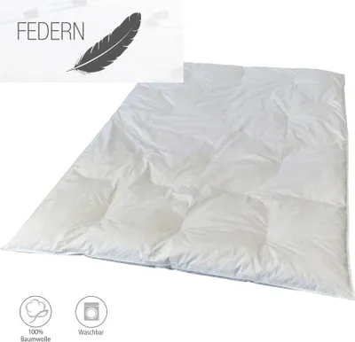 Produktbild von Bettdecke Feder Daune Oberbett 135x200cm Baumwolle Natur Hotel Pension Steppdecke
