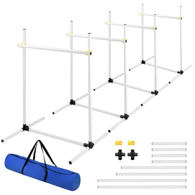 Agility-Hürden-Set 4er, höhenverstellbar, Kunststoff, für Hundetraining