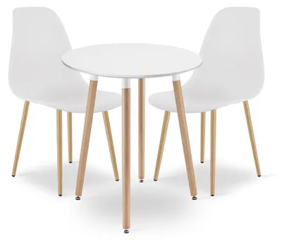 Immagine prodotto di Set da pranzo scandinavo Kami con tavolo rotondo e 2 sedie Wat