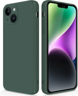 Produktbild von Silikon Hülle für iPhone 14 Plus Flüssigsilikon Dünn Gel Gummi Matt Kratzfeste Schutzhülle Nachtgrün