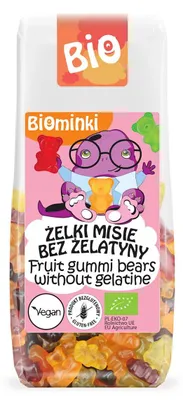 ŻELKI MISIE BEZ ŻELATYNY BEZGLUTENOWE BIO 100 g - BIOMINKI