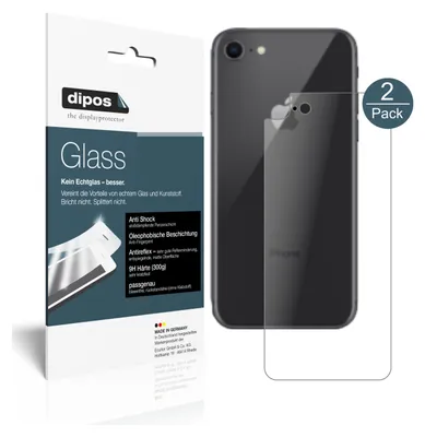 Obrázek produktu pro 2x ochranná fólie pro Apple iPhone SE (2020) matná zadní strana - anti-shock 9H fólie dipos Glass plastové sklo