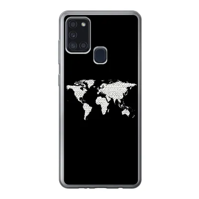 Produktbild von MuchoWow® Handyhülle Schutzhülle Hülle für Samsung Galaxy A21s Weltkarte - Muster - Schwarz Silikon Softcase Handy Hülle - Hartschale