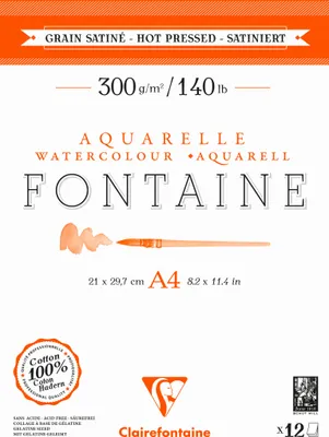 Produktbild von Clairefontaine 5x Aquarellblock 2-seitig geleimt, A4, 12 Blatt weiß 975948C