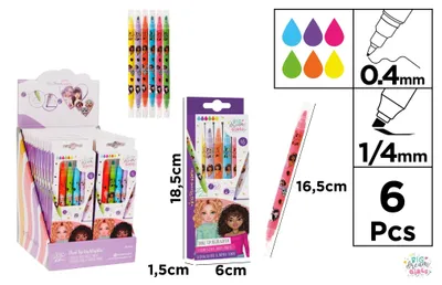 Produktbild von BDGirls, doppelseitiger Fineliner, 0,4 mm, 6 Farben