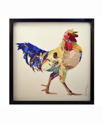 Produktbild von The American Way - 3D Collage Kunst Art Wandbild Handgefertigt 61x61cm Huhn Hahn Küche Frühstück