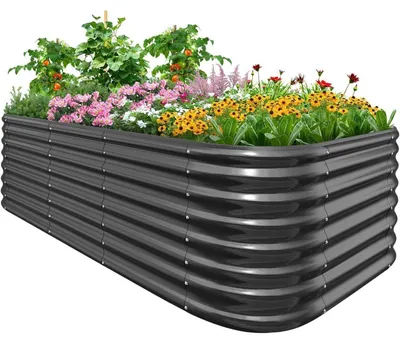 Produktbild von Hochbeet Metall Pflanzbeet 201 x 107 x 62 cm Grau Bodenlos