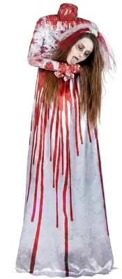 Produktbild von Kopflose Horror Braut-Damenkostüm 2 teilig rot-weiß - XL
