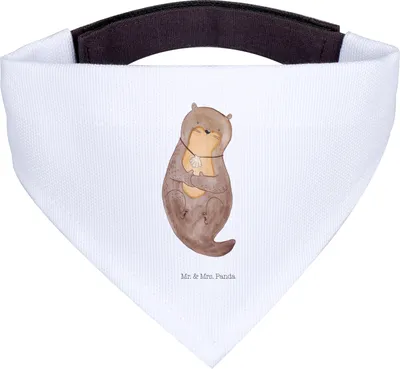 Produktbild von Mr. & Mrs. Panda Halstuch Hund Otter Muschel - Weiß - Geschenk, Träumen, Bandana, Hunde Hals Tuch, Motivation, Niedlich, für, Dreieckstuch