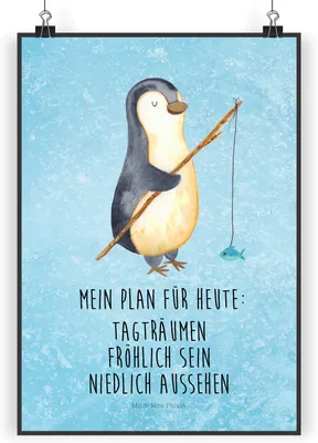 Produktbild von Mr. & Mrs. Panda Bild Pinguin Angler DIN A3 - Eisblau - Geschenk, Plan, Motiviert, Designposter, Angel, wanddeko, Fischer, Geschenkidee, Wandbild, drucke, Plakat, Urlaub
