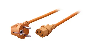 Immagine prodotto di Cavo di rete con contatto di terra 90° - C13 -- 180°, arancione, 1,8 m, 3 x 0,75 mm²