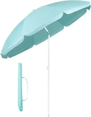 Produktbild von RESCH Sonnenschirm für Strand Grün, Ø 200 cm, Gartenschirm, UV-Schutz bis UPF 50+, knickbar, Sonnenschutz Balkon, tragbar