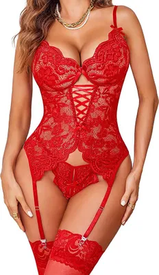 Produktbild von Schick Spitzen Chemise für Damen – (S Rot)