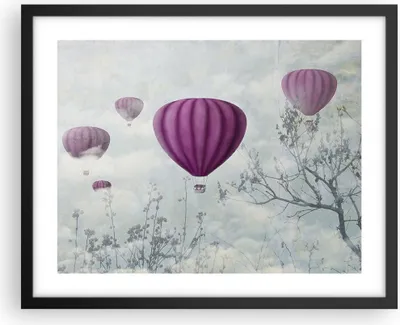 Produktbild von Gerahmtes Poster - Schwarzer Rahmen - Ballon Baum Flug - 50x40 cm - Wand Bild - Wanddeko - Wandbilder - Kunstposter - Wandposter - Bilderrahmen - Bilder - Kunstdruck - Wandbild - P2BAA50x40-3581