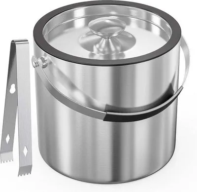 Produktbild von Doppelwandiger Eisbecher mit luftdichtem Deckel, Sieb und Eisstange - doppelwandig isolierter Eisbecher für Bier, Champagner, Wein & Eiswürfel