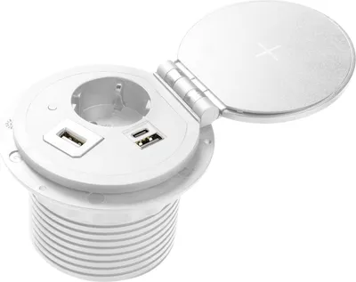 Obrázok produktu pre Stolová zásuvka GTV s funkciou indukčného nabíjania a USB Biela