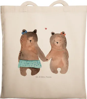 Produktbild von Mr. & Mrs. Panda Schultasche Bär Freundin - Transparent - Geschenk, dokumententasche, Teddy, Tote Bag, Laptoptasche, Beutel, Tasche