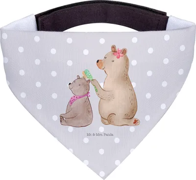 Produktbild von Mr. & Mrs. Panda Dreieckstuch Bär Kind - Grau Pastell - Geschenk, Muttertag, Bandana, Hunde Halstuch, Bären, Hundetuch, Mama, Familie, Für, Hundehalstuch