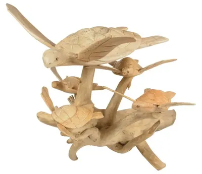 Produktbild von Holz-Schildkrötenfamilie geschnitzt