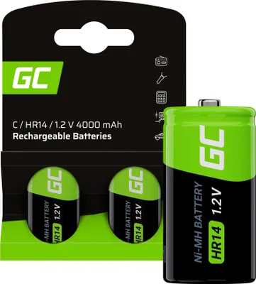 Image de Green Cell GR13 Pile domestique Pile rechargeable C nickel-métal hydrure (NiMH)