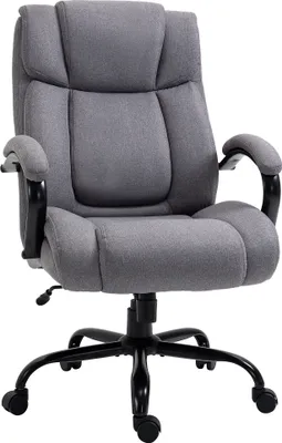 Produktbild von Vinsetto Bürostuhl Schreibtischstuhl Gaming Stuhl Drehstuhl Wippfunktion drehbar höhenverstellbar groß und hoch extrabreit ergonomisch Belastbarkeit 220 kg Schaumstoff Leinen Hellgrau 72,5x83x118 cm