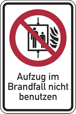 Produktbild von Dreifke® Verbotsschild, Kombischild, Aufzug im Brandfall nicht benutzen | Fol...