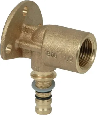A close-up studio shot of a brass plumbing fitting.