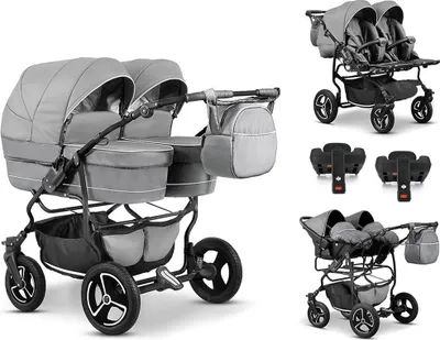 Produktbild von Zwillingskinderwagen 5 in 1 Twin Star inkl. Autositze und Iso Bases - 14 Teile - in 16 Farben
