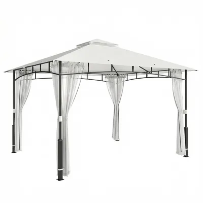 Produktbild von Pavillon, 3x3,6 m wasserabweisend Stabil Gartenpavillon mit Moskitonetz, Doppeldach, für Garten, Terrasse, Schwarz